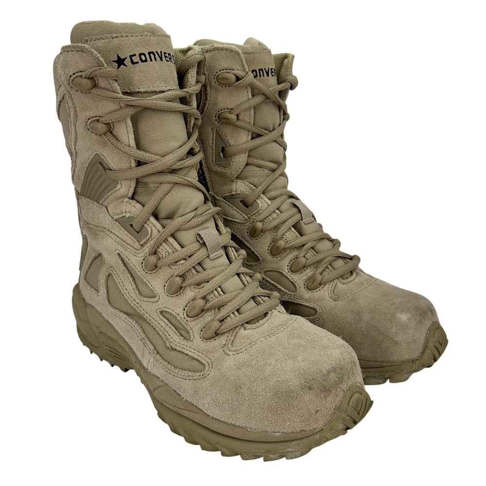 Converse All Star Boots Mens Size 11 Tan Suede Tactical Combat Side Zip Work